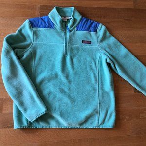 Women's Vineyard Vines Teal Fleece Quarter Zip with Padded Shoulder